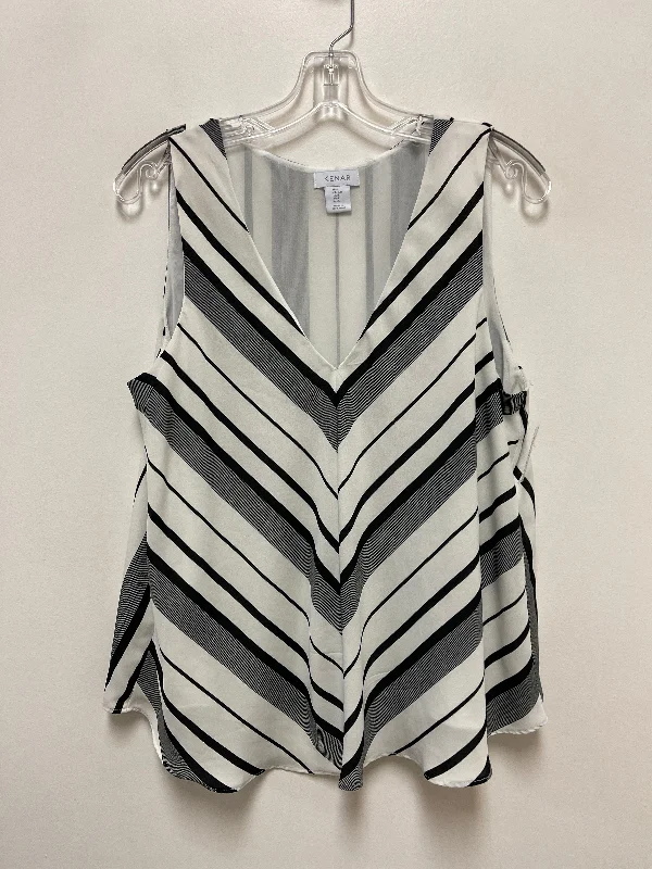 Shop and Save Top Sleeveless By Kenar In Black & White, Size: L
