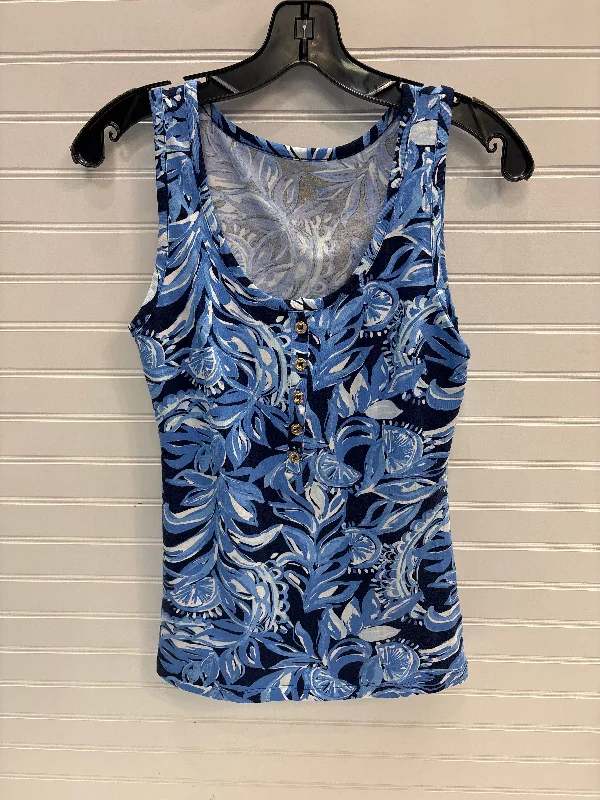 Final Clearance Top Sleeveless By Lilly Pulitzer In Blue & White, Size: Xs