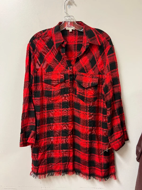 Incredible Offers Tunic Long Sleeve By Umgee In Black & Red