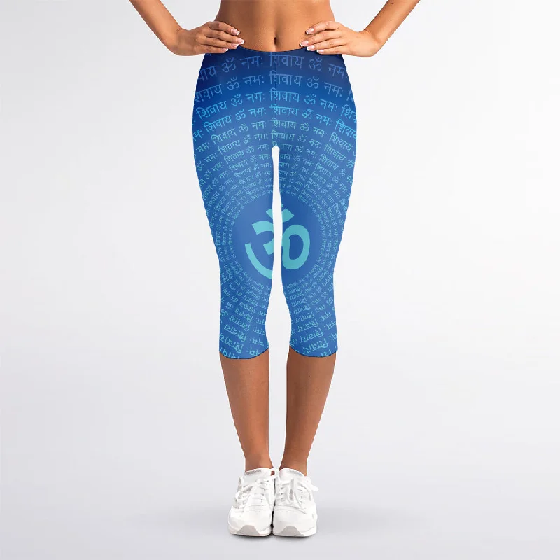 Exclusive Savings Spiritual Om Sign Print Women's Capri Leggings