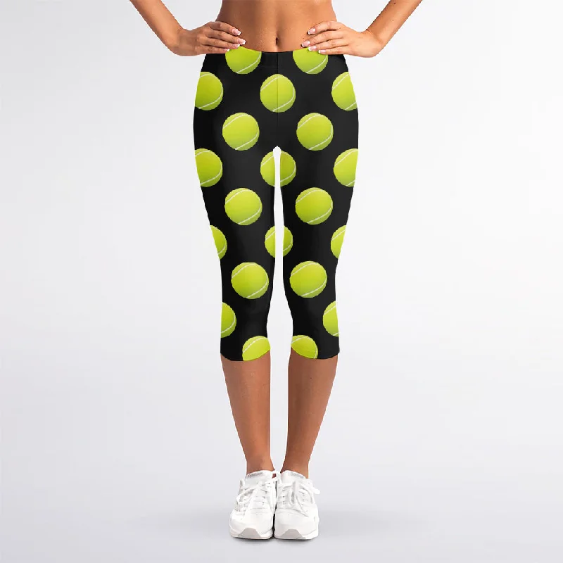 Bargain Blast Tennis Balls Pattern Print Women's Capri Leggings
