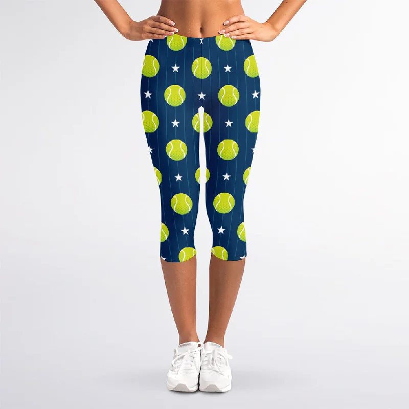 Big Discounts Tennis Sport Pattern Print Women's Capri Leggings
