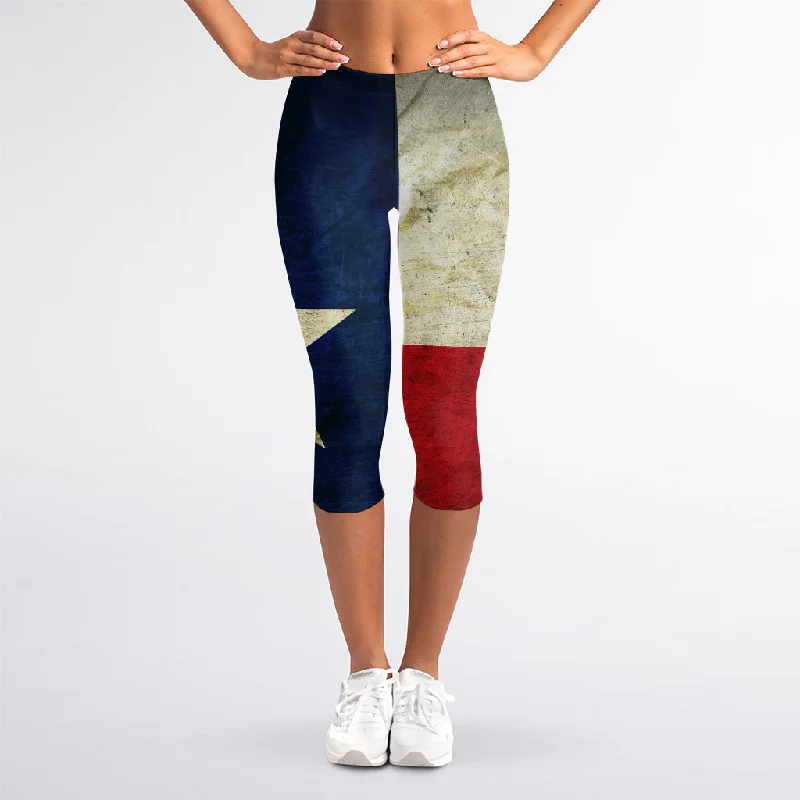 Price Break Texas Flag Print Women's Capri Leggings