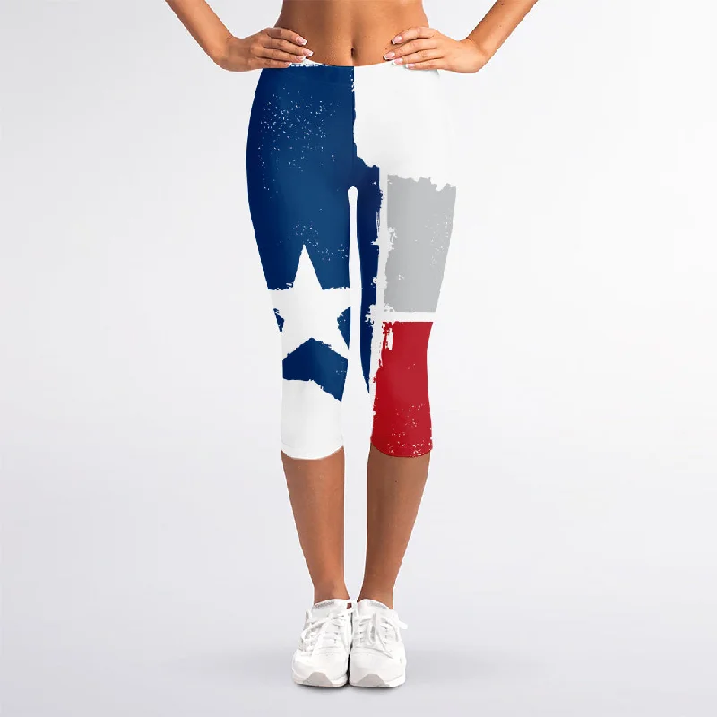 Inventory Reduction Texas State Flag Print Women's Capri Leggings