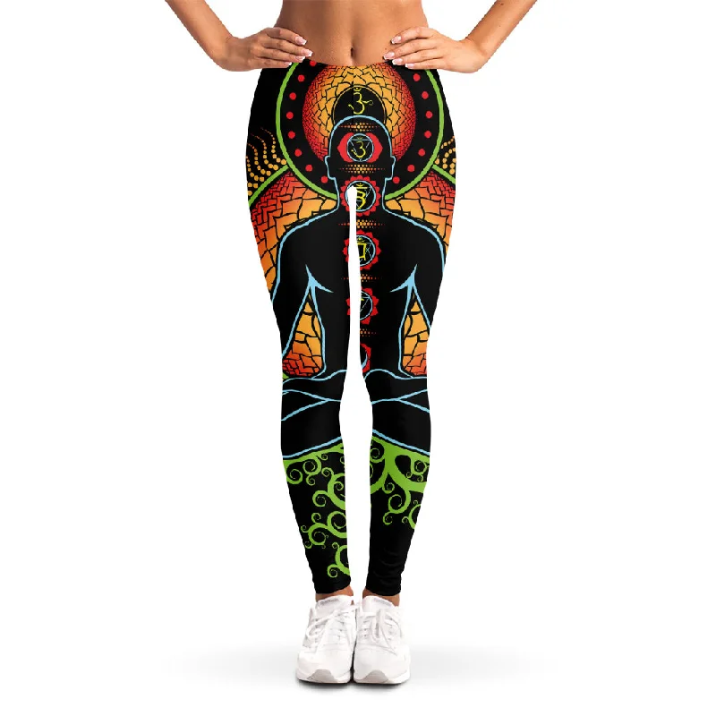 Final Sale The Seven Chakras Print Women's Leggings
