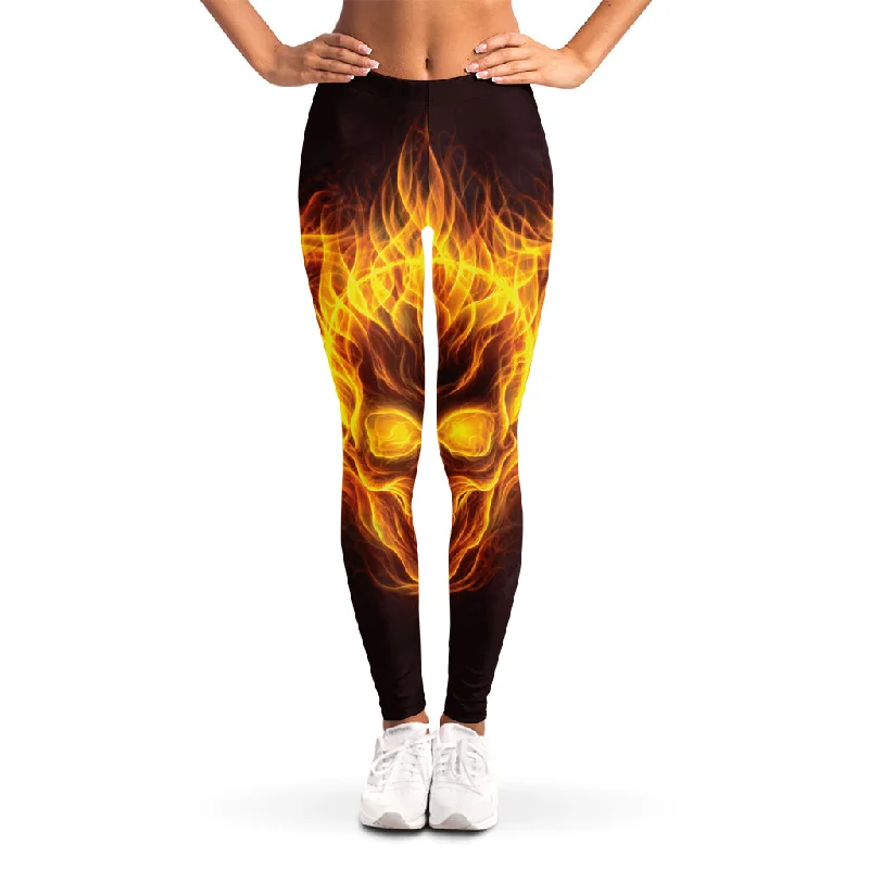 Value Deals Three Flaming Skull Print Women's Leggings