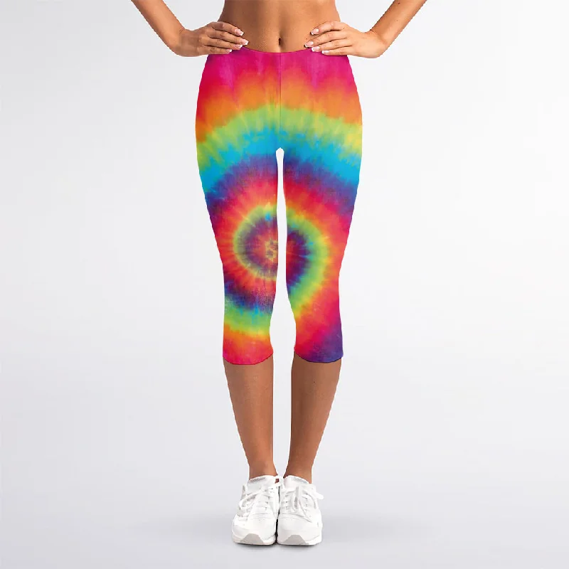 Referral Discount Tie Dye Print Women's Capri Leggings