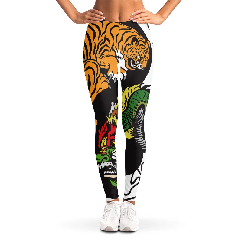 Today’s Deal Tiger And Dragon Yin Yang Print Women's Leggings