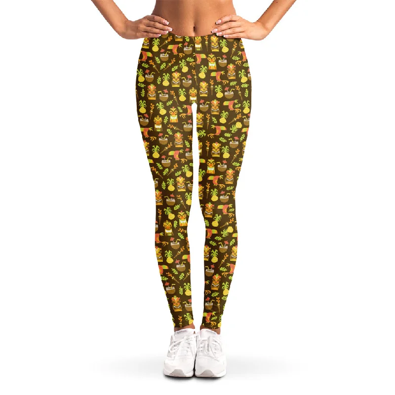 New Markdowns Tiki Luau Pattern Print Women's Leggings