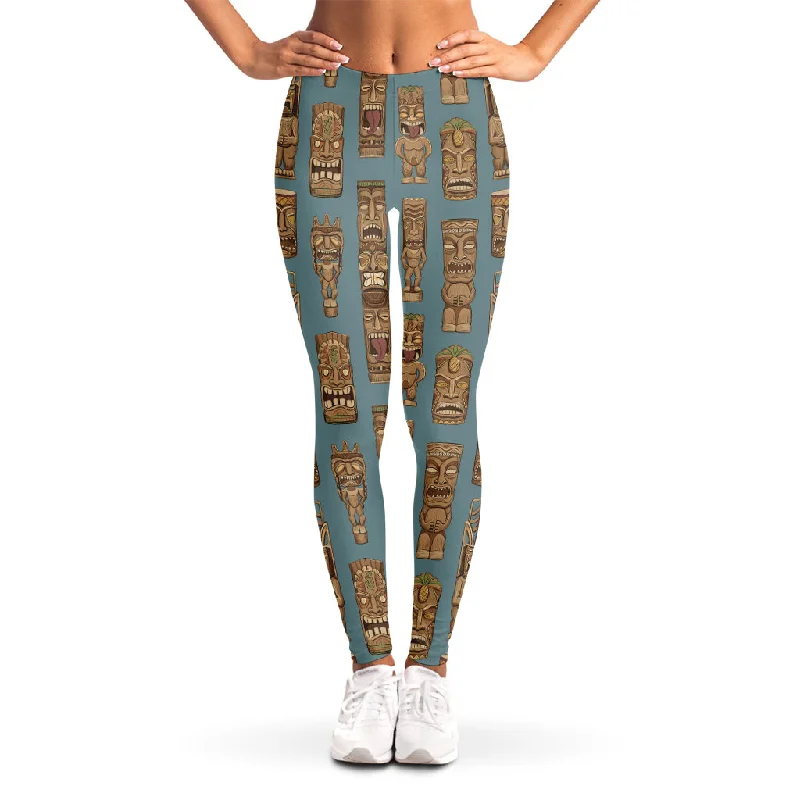 Savings Galore Tiki Totem Pattern Print Women's Leggings
