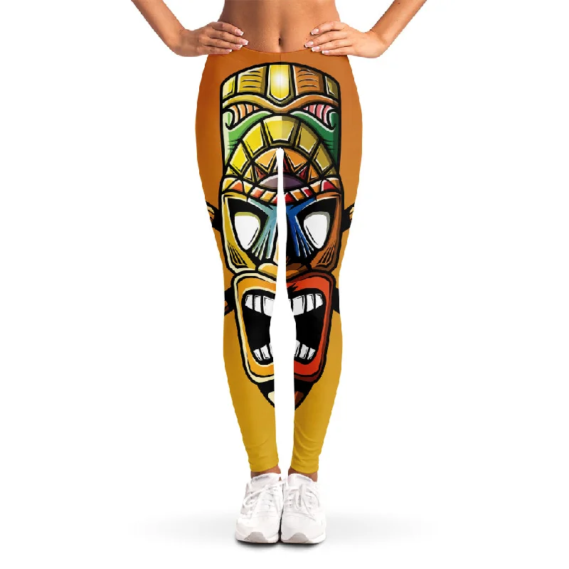 Price Reduction Tiki Totem Print Women's Leggings