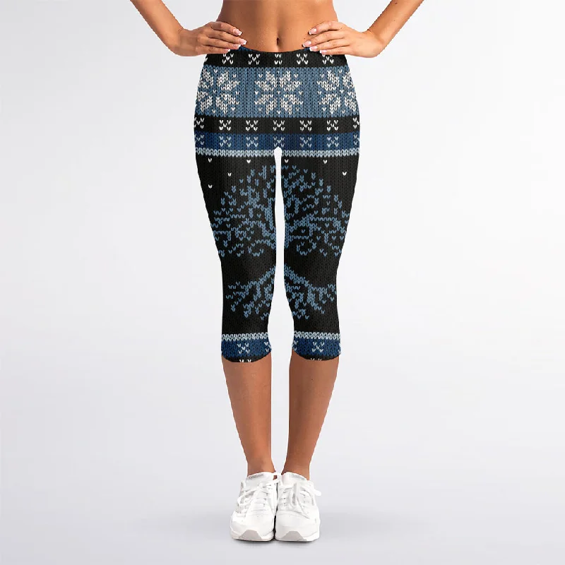 Reduced Prices Tree Of Life And Howling Wolves Print Women's Capri Leggings