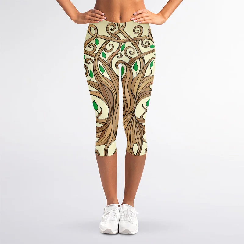 Steals and Deals Tree Of Life Celtic Symbol Print Women's Capri Leggings