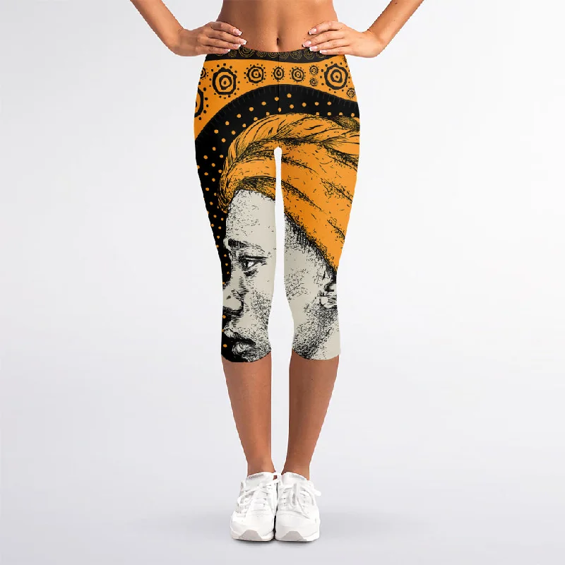 Shop and Save Tribal African Girl Print Women's Capri Leggings