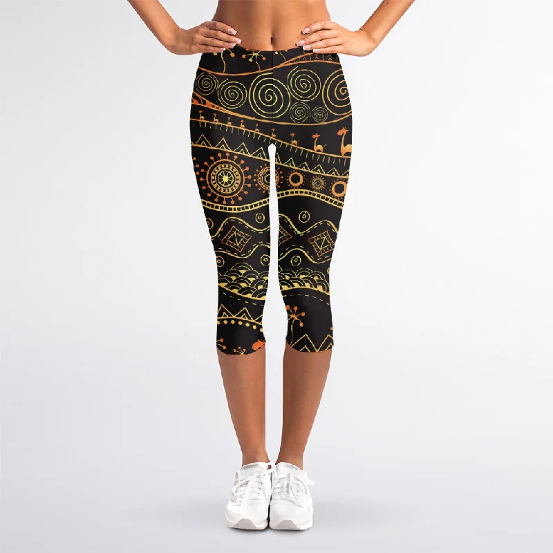 Overstock Tribal Ethnic African Pattern Print Women's Capri Leggings
