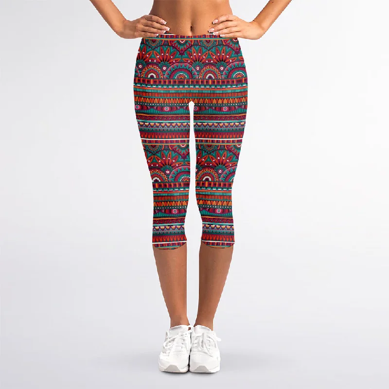 Early Access Tribal Ethnic Pattern Print Women's Capri Leggings