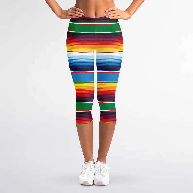 Today's Special Tribal Mexican Blanket Stripe Print Women's Capri Leggings