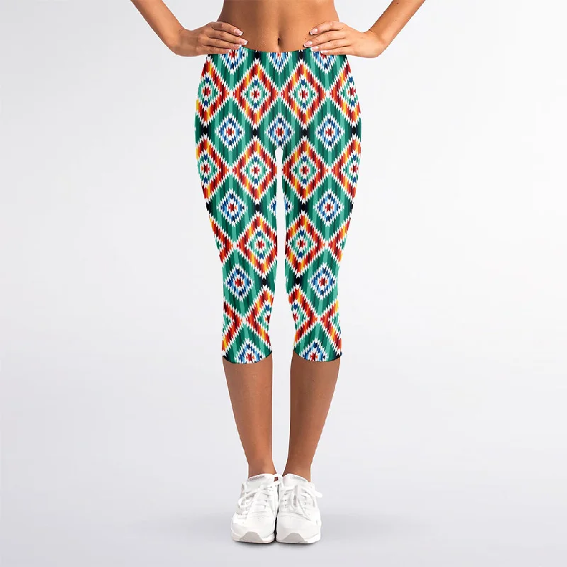 Bonus Savings Tribal Navajo Pattern Print Women's Capri Leggings