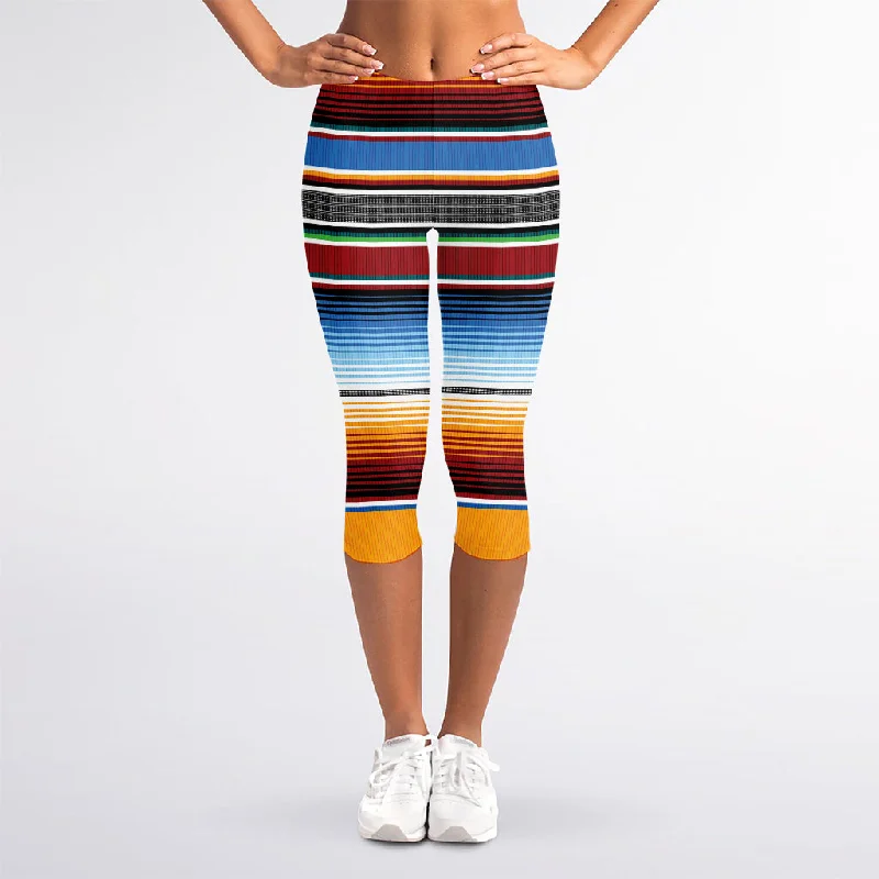 Bargain Prices Tribal Serape Blanket Pattern Print Women's Capri Leggings