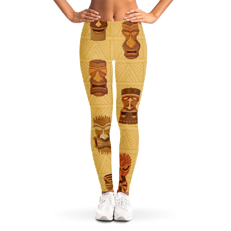 Get It Before It’s Gone Tribal Tiki Mask Pattern Print Women's Leggings