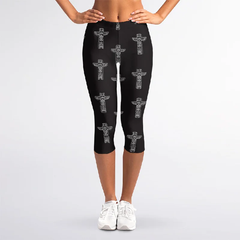 Big Savings Tribal Totem Pattern Print Women's Capri Leggings