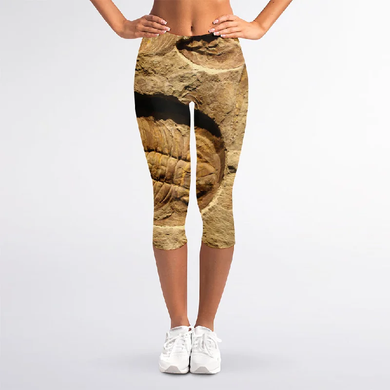Weekend Deal Trilobite Fossil Print Women's Capri Leggings