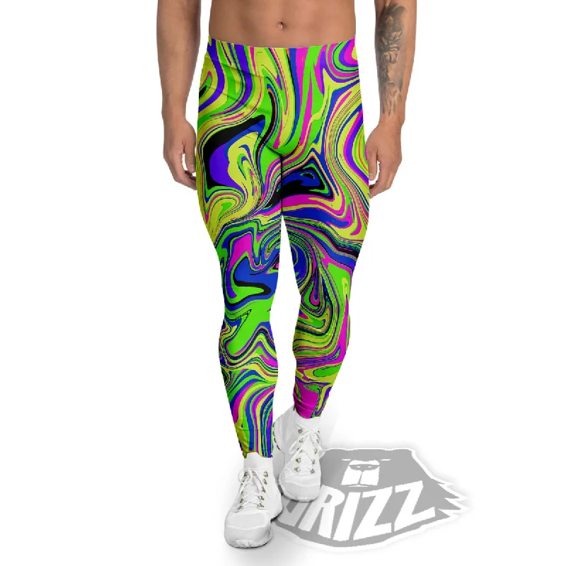Weekend Deal Trippy Abstract Neon Print Men's Leggings