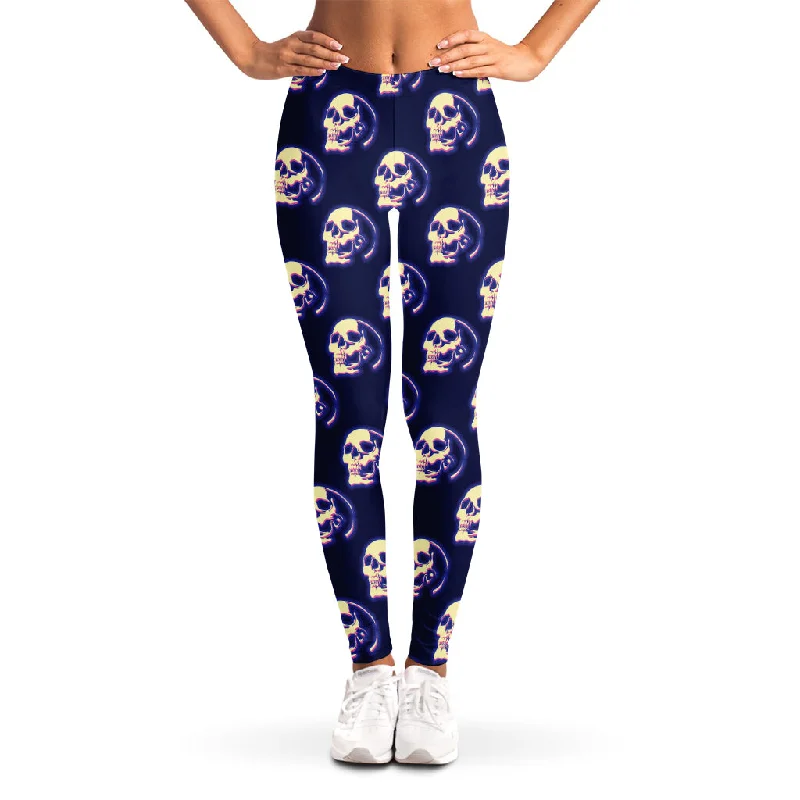 Deal of the Day Trippy Skull Pattern Print Women's Leggings