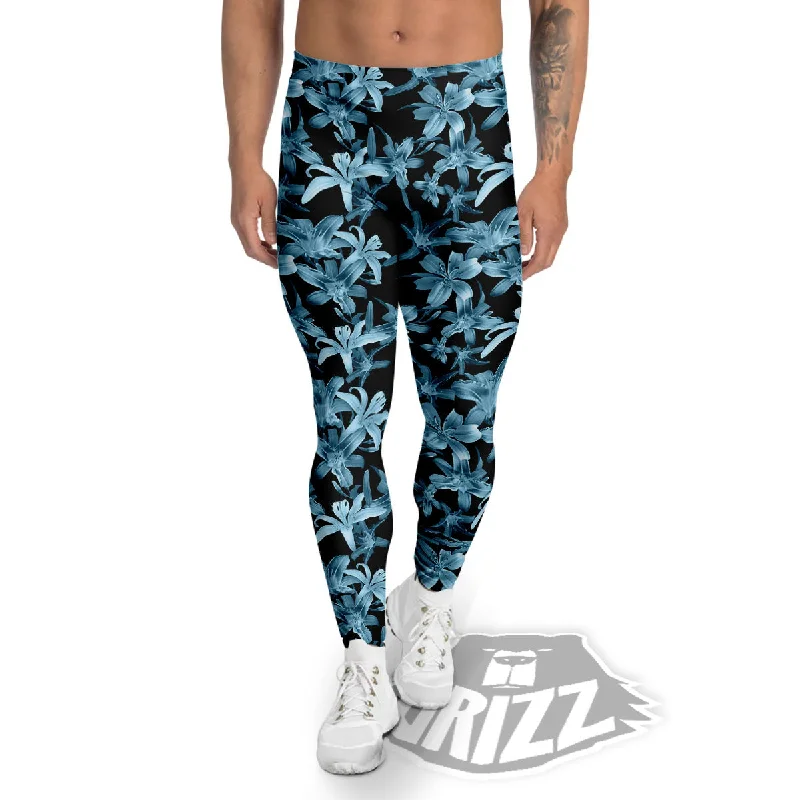 Bargain Prices Tropical Blossom Blue Print Pattern Men's Leggings