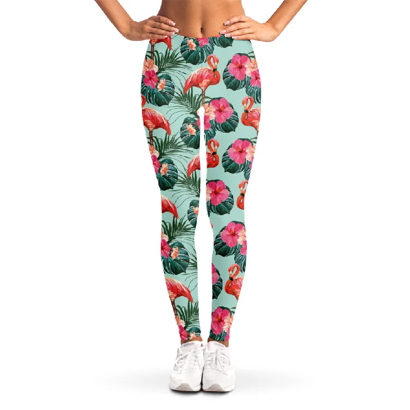 Hurry In Tropical Floral Flamingo Pattern Print Women's Leggings