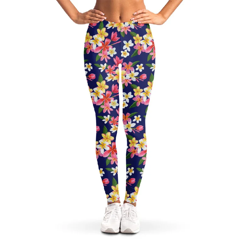 Massive Deals Tropical Frangipani Plumeria Print Women's Leggings