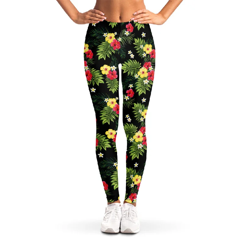 Best Bargains Tropical Hibiscus Aloha Pattern Print Women's Leggings