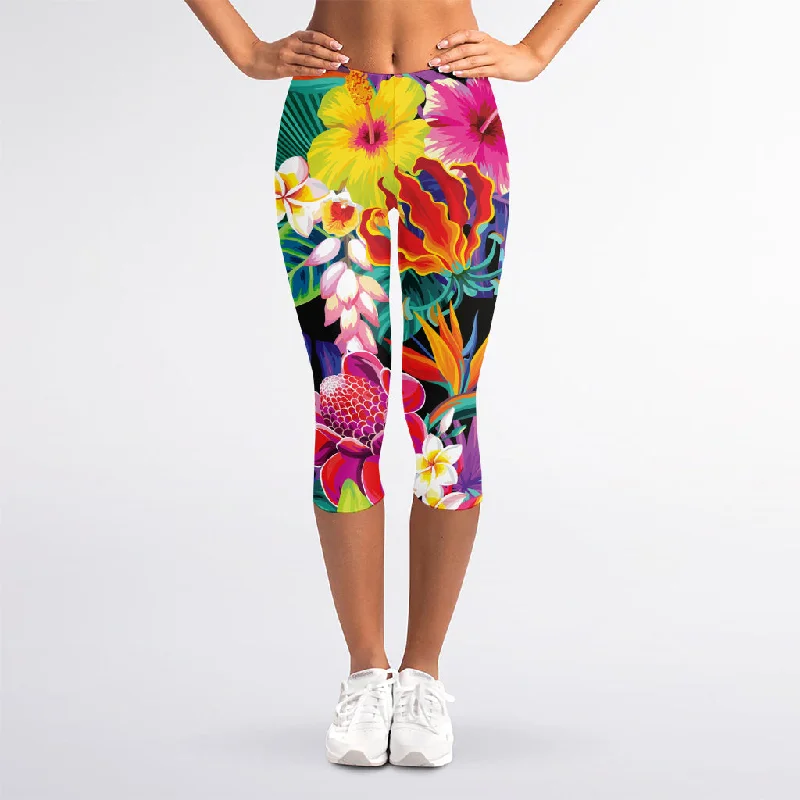 Bargain Prices Tropical Hummingbird Print Women's Capri Leggings
