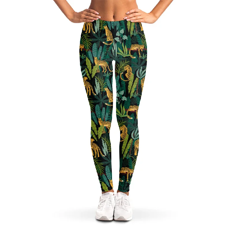 Deal Dash Tropical Jaguar Pattern Print Women's Leggings