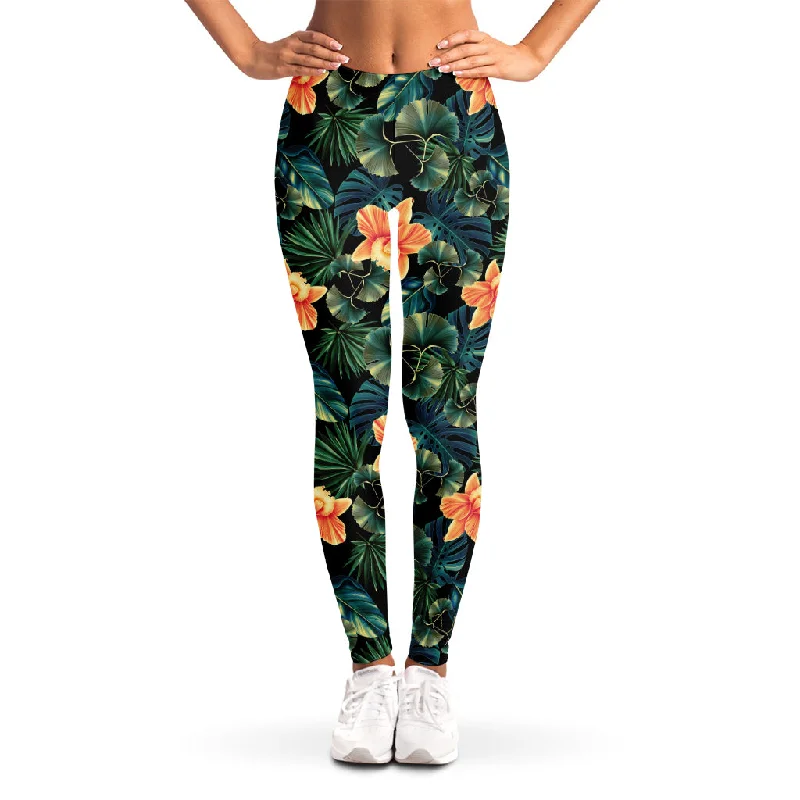 Amazing Deals Tropical Leaf And Hawaiian Flower Print Women's Leggings