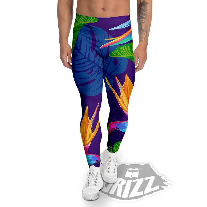 Grand Opening Sale Tropical Leaves Colorful Print Pattern Colorful Men's Leggings