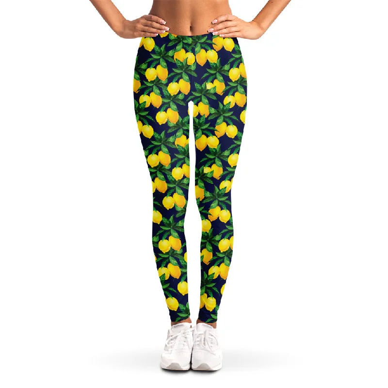 Must-Have Deals Tropical Lemon Pattern Print Women's Leggings