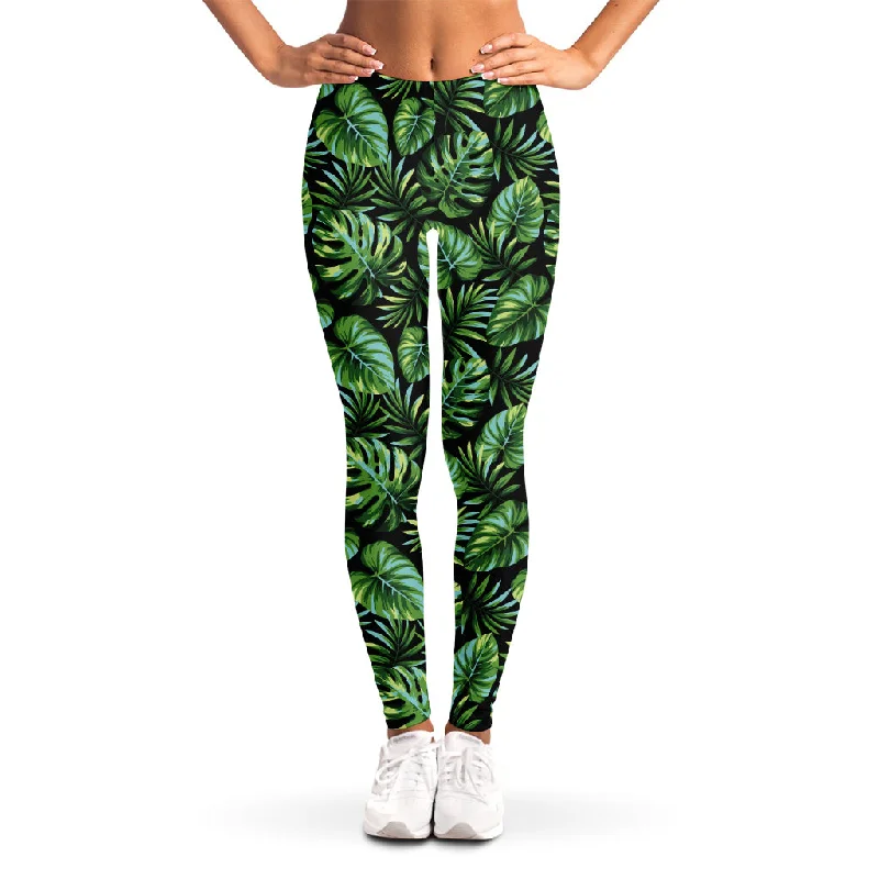 Huge Savings Tropical Monstera Leaves Pattern Print Women's Leggings