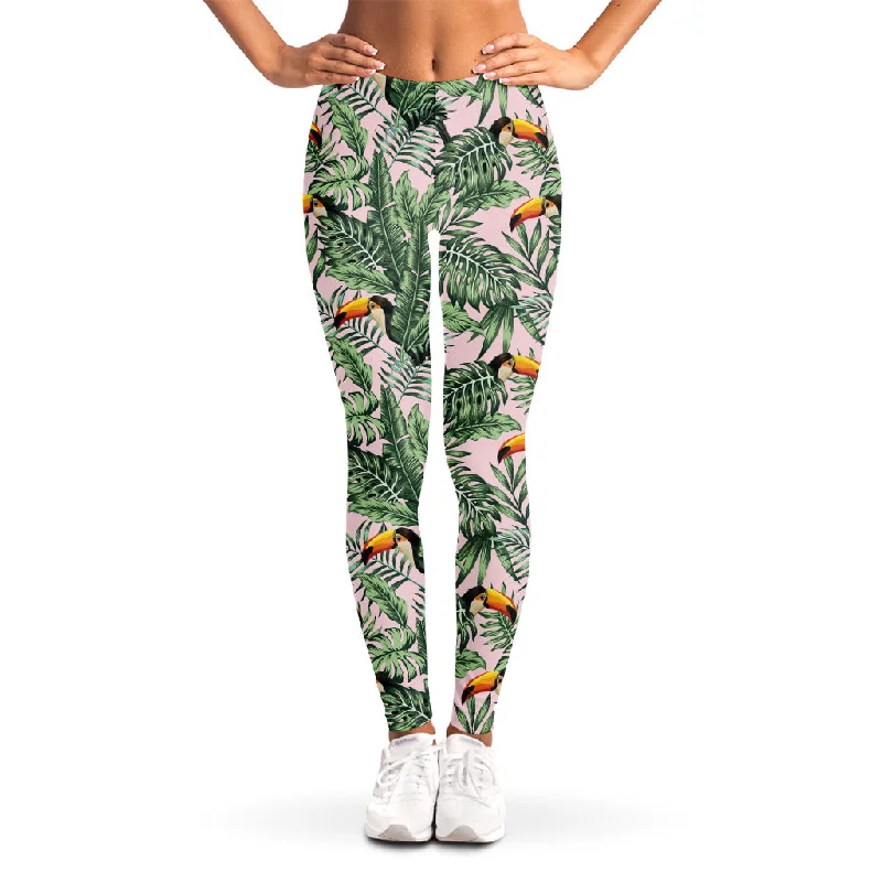 Extra Discounts Tropical Palm Leaf And Toucan Print Women's Leggings