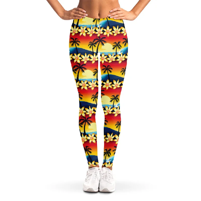 Super Deal Tropical Sunset Pattern Print Women's Leggings