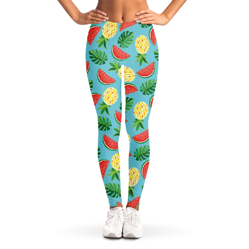 Midnight Madness Tropical Watermelon And Pineapple Print Women's Leggings