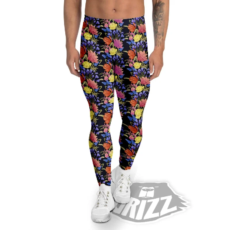 Friends and Family Sale Tulip Colorful Print Pattern Men's Leggings
