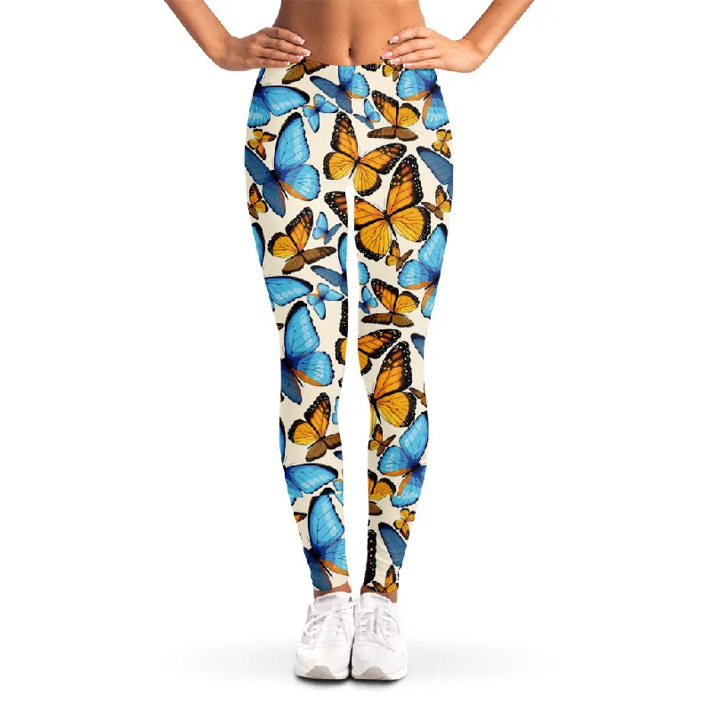 Can't Miss Turquoise And Orange Butterfly Print Women's Leggings