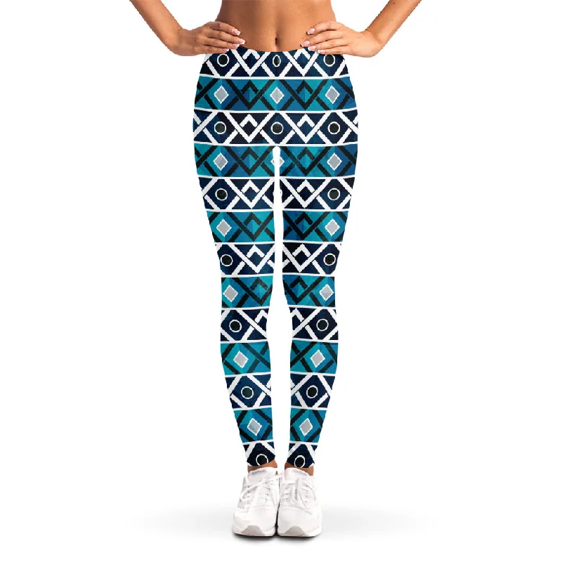 Deep Discounts Turquoise Aztec Geometric Pattern Print Women's Leggings