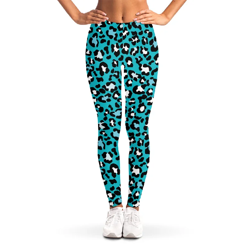 Discount Days Turquoise Leopard Print Women's Leggings
