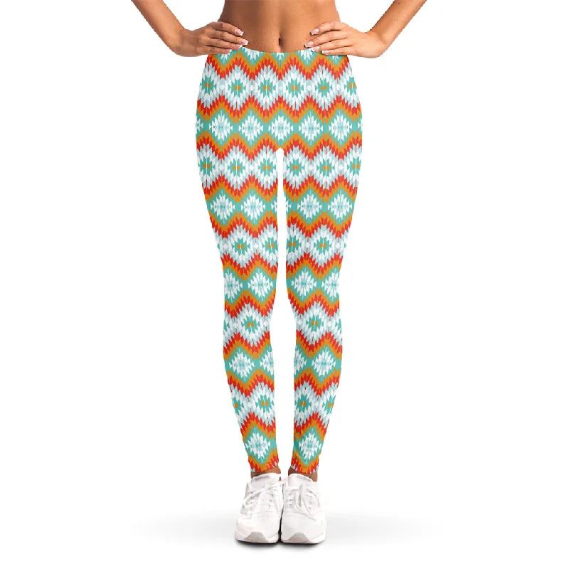 Savings Bonanza Turquoise Native American Pattern Print Women's Leggings