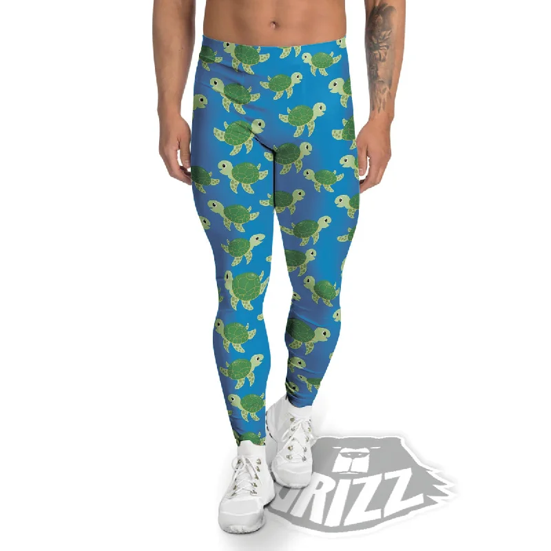 Super Savings Turtle Cartoon Print Pattern Men's Leggings