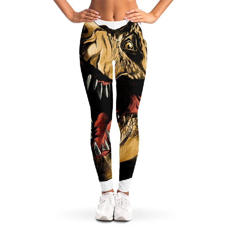 Referral Discount Tyrannosaurus Rex Head Print Women's Leggings
