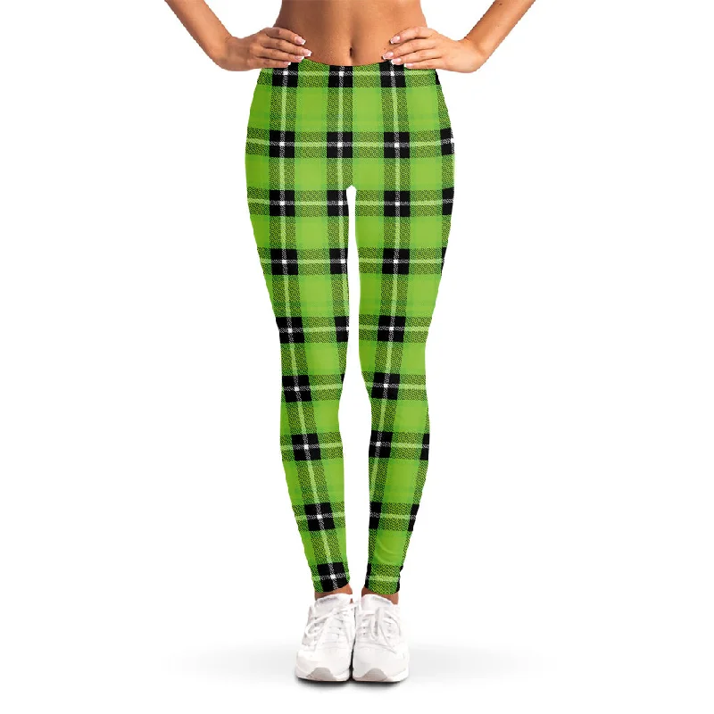 Exclusive Access UFO Green Tartan Pattern Print Women's Leggings