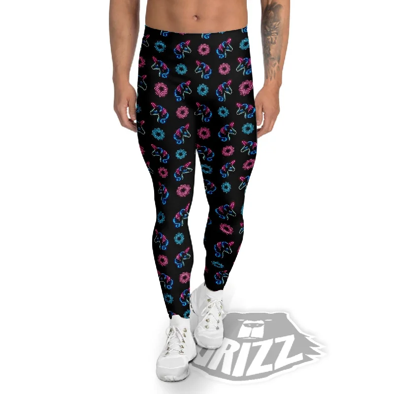 Big Discounts Unicorn Black Girly Print Pattern Men's Leggings